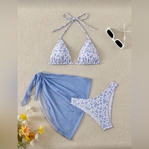Floral Blue Bikini Set